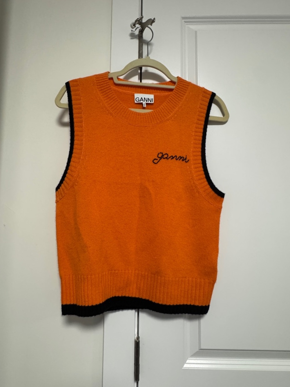 Ganni Vibrant Orange Knit Vest Sweater